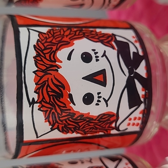 VINTAGE RAGGEDY ANN & ANDY 'I LOVE YOU' SMALL GLASSES 1972  BOBBS-MERRILL CO INC - Picture 3 of 5